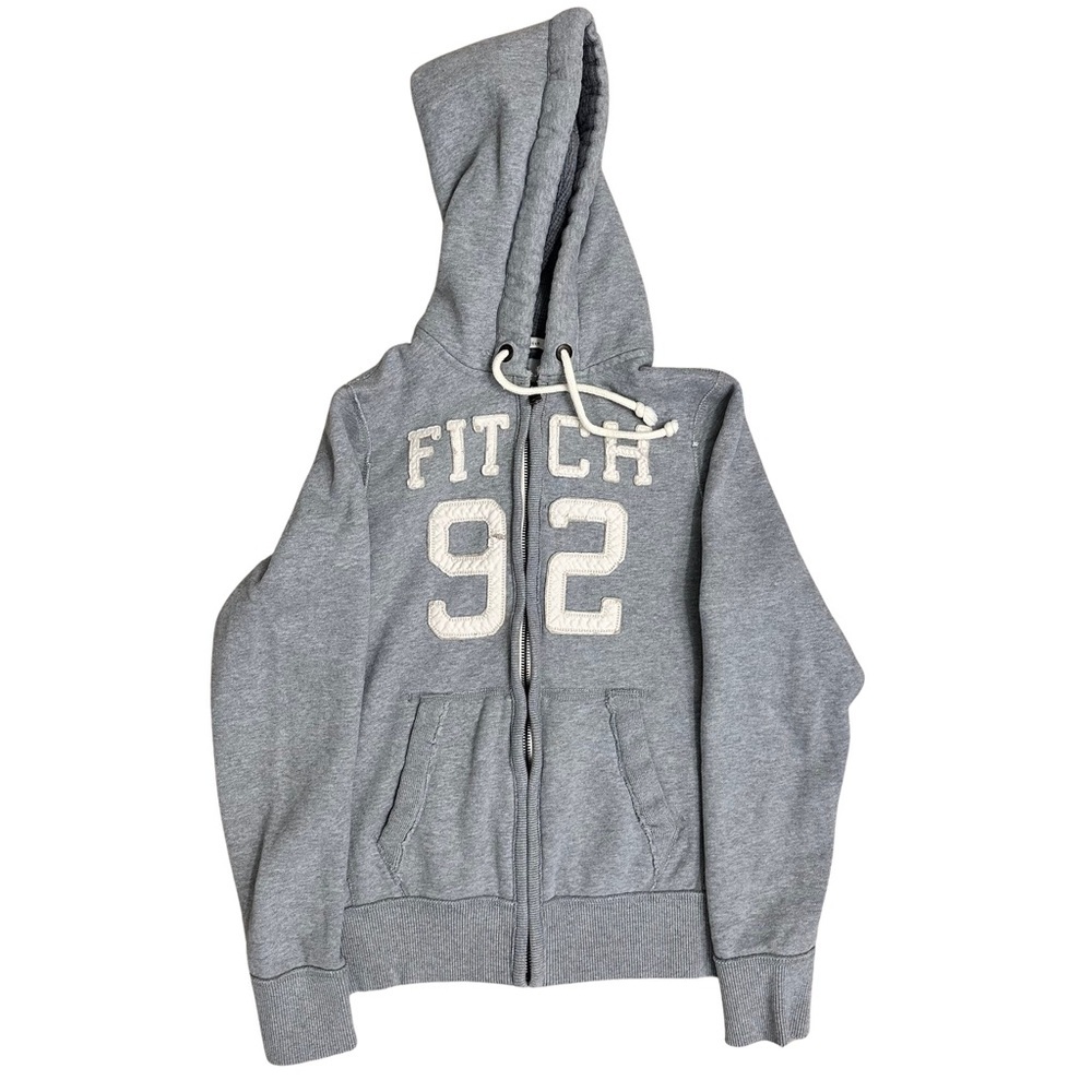 Y2k Abercrombie & Fitch Gray Muscle Hoodie SZ Medium Thick Graphic Grunge